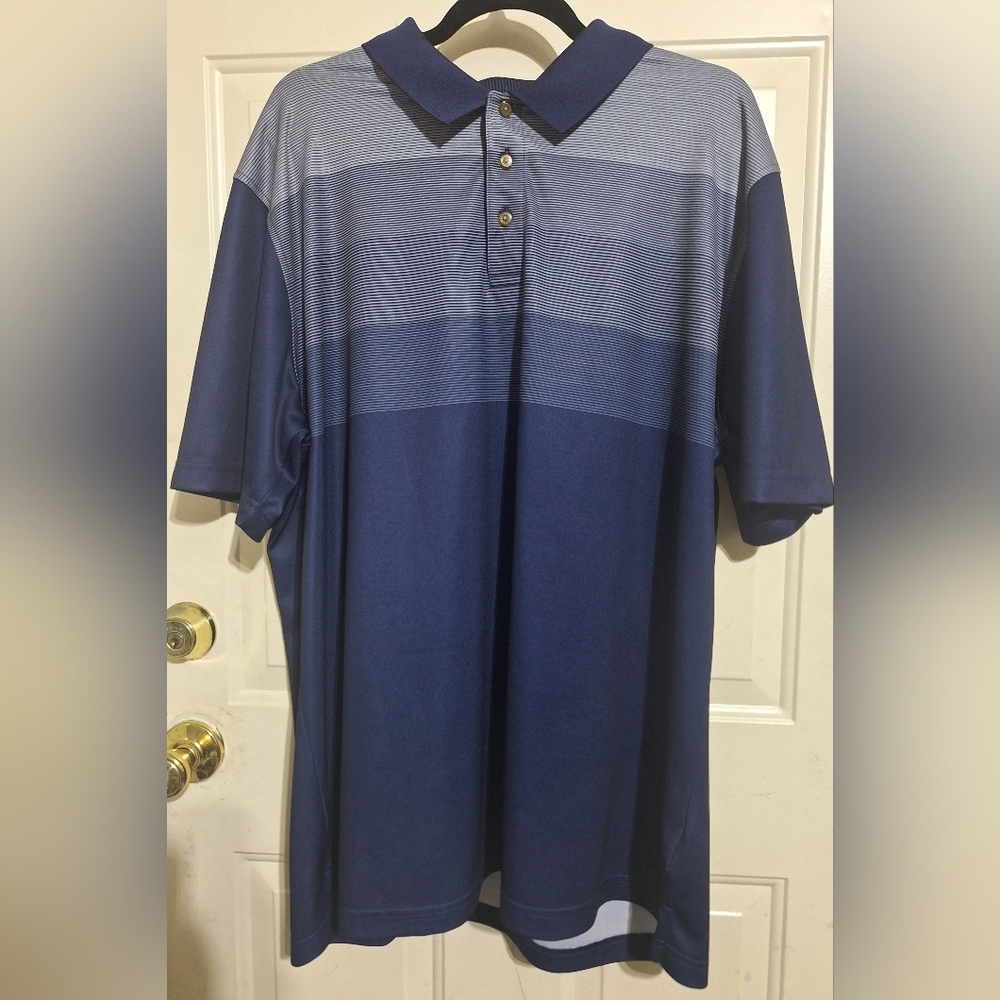 Pebble Beach Polo Golf Shirt Men's Blue Striped 2XL